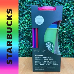 LAST 🌈 Starbucks Color Changing Reusable Cold Cup Set Summer 2022 Limited Ed
